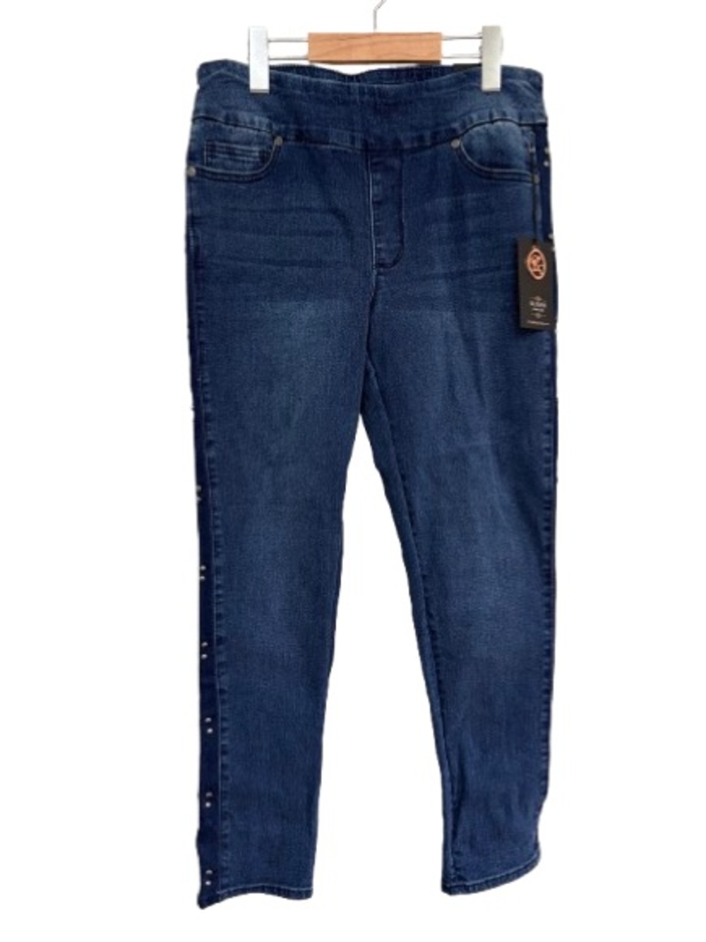 Dark Blue Skinny Jeans with Side Studs